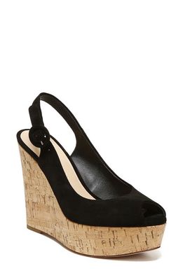 Veronica Beard Dali Peep Toe Platform Wedge Sandal in Black- Fa