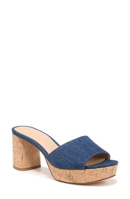 Veronica Beard Dali Platform Slide Sandal in Mountain Blue/Natural