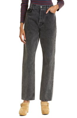 Veronica Beard Daniela High Waist Relaxed Straight Leg Jeans in Stoned Washed Onyx