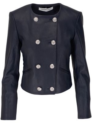Veronica Beard double-breasted leather jacket - Blue