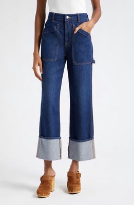 Veronica Beard Dylan High Waist Ankle Straight Leg Jeans in Dusted Oxford