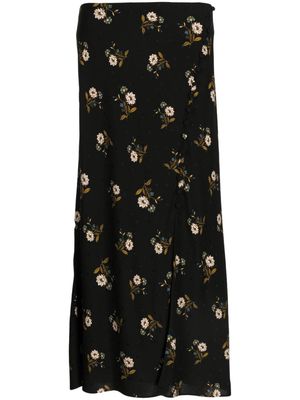 Veronica Beard Franconia floral-print midi skirt - Black