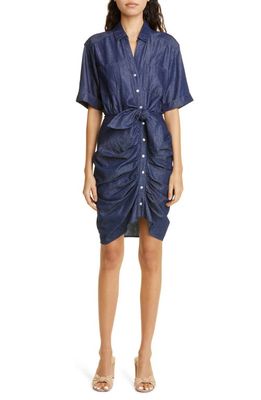 Veronica Beard Hensley Tie Waist Chambray Shirtdress in Washed Oxford