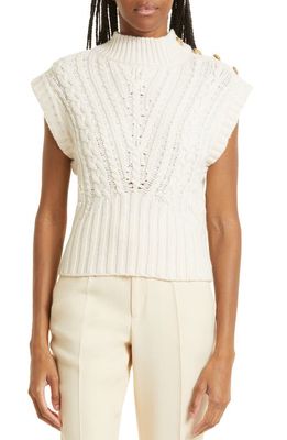 Veronica Beard Holton Lambswool Cap Sleeve Sweater in Off-White