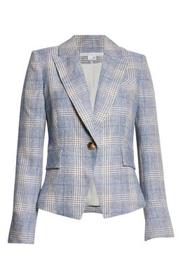 Veronica Beard Hosanna Plaid Linen Dickey Blazer in Blue Multi