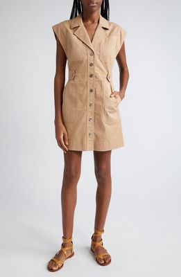 Veronica Beard Jax Stretch Cotton Twill Minidress in Khaki