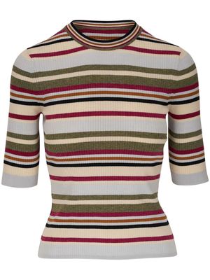 Veronica Beard Kavya striped ribbed-knit top - Blue