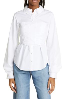 Veronica Beard Keora Poplin Button-Up Shirt in White