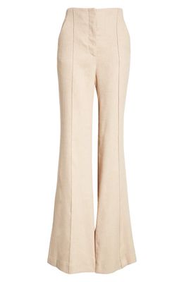 Veronica Beard Komi Flare Leg Linen Blend Pants in Sandalwood Melange