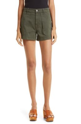 Veronica Beard Lanny Stretch Cotton Twill Shorts in Army Green