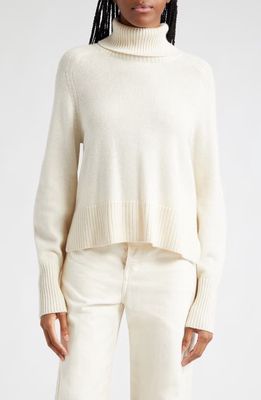 Veronica Beard Lerato High-Low Cashmere Turtleneck Sweater in Ivory