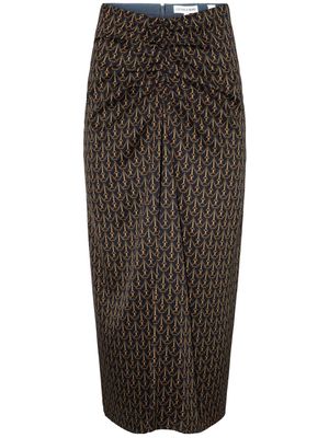 Veronica Beard Limani geometric-pattern print skirt - Brown