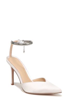 Veronica Beard Lisa Chain Ankle Strap Pointed Toe Pump in Coconut