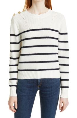 Veronica Beard Matin Stripe Sweater in Ivory/Navy