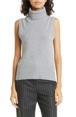 Veronica Beard Mazzy Sleeveless Cashmere Turtleneck Sweater in Heather Grey