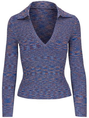 Veronica Beard mélang-effect ribbed-knit top - Blue