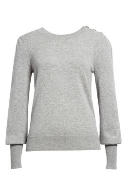Veronica Beard Nelia Button Accent Cashmere Sweater in Heather Grey