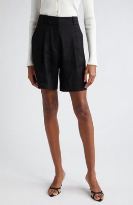 Veronica Beard Noemi Linen Blend Shorts in Black