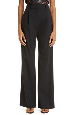 Veronica Beard Ollie Pleated Wool Blend Pants in Black