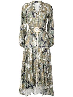 Veronica Beard paisley-print belted dress - Green
