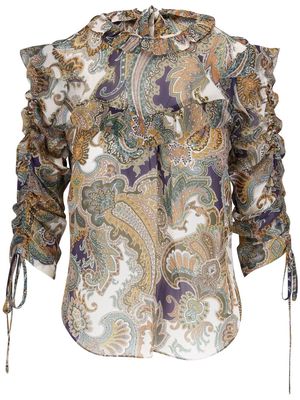 Veronica Beard paisley-print ruched blouse - White