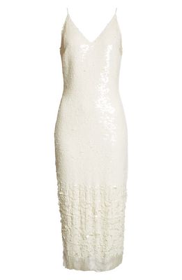 Veronica Beard Perla Midi Slipdress in Iridescent Off White