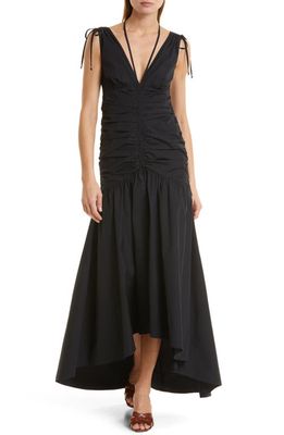 Veronica Beard Perrin High-Low Stretch Cotton Dress in Black