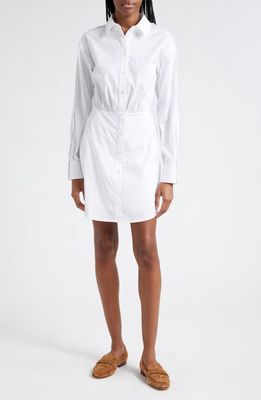 Veronica Beard Rae Button Long Sleeve Mini Shirtdress in White