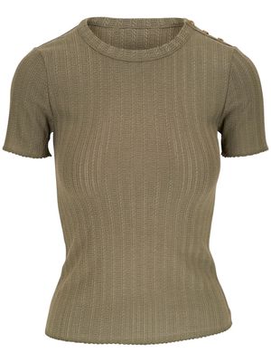 Veronica Beard ribbed-knit short-sleeve top - Green