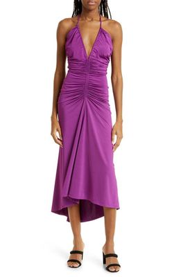 Veronica Beard Saskia Center Ruched Cocktail Dress in Dark Violet