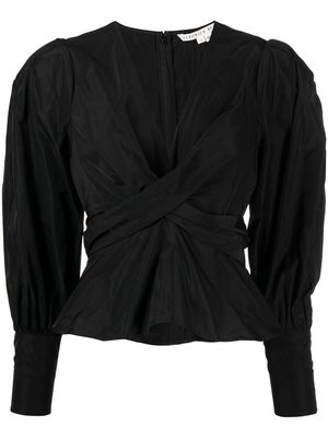 Veronica Beard twist detail V-neck blouse - Black