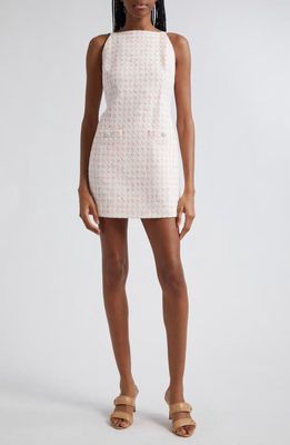 Veronica Beard Xochi Cotton Blend Tweed Minidress in Off White/Coral