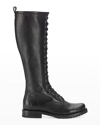 Veronica Leather Tall Combat Boots