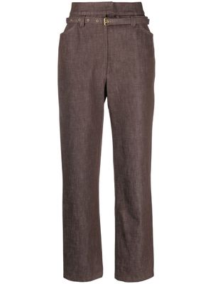 Veronique Leroy belted-waist tailored trousers - Brown