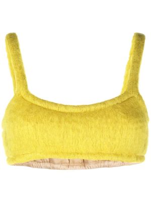 Veronique Leroy brushed mohair-blend bralette - Yellow