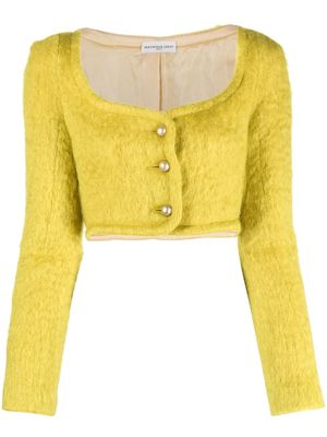 Veronique Leroy cropped mohair-wool cardigan - Yellow