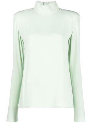 Veronique Leroy raw-cut edge long-sleeved top - Green