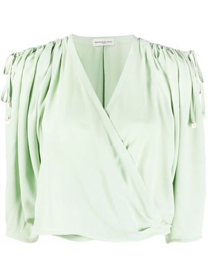 Veronique Leroy ruched wrap blouse - Green