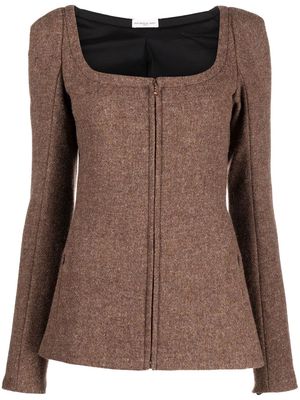 Veronique Leroy square-neck fitted jacket - Brown