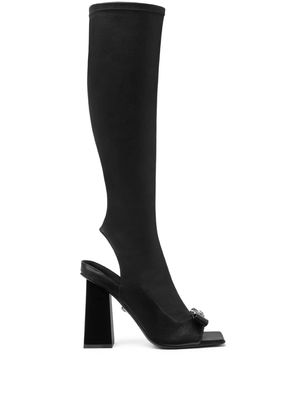Versace 100mm Medusa-plaque knee-high boots - Black