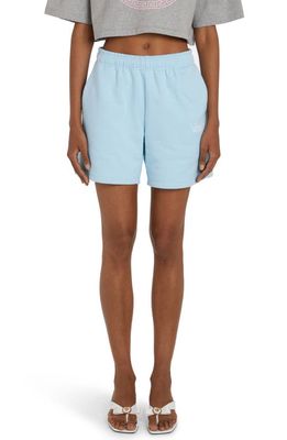 Versace 1978 Re-Edition Logo Cotton Sweat Shorts in Pale Blue/Bianco