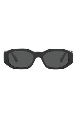 Versace 48mm Small Rectangle Sunglasses in Black /Dark Grey