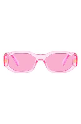 Versace 48mm Small Rectangle Sunglasses in Transparent Pink /Fuchsia
