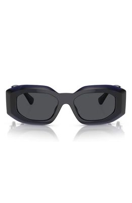 Versace 53mm Rectangular Sunglasses in Blue Grey