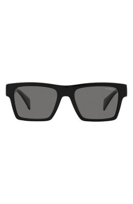 Versace 54mm Polarized Rectangular Sunglasses in Black