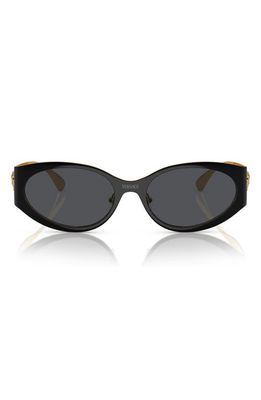 Versace 56mm Oval Sunglasses in Black/Gold