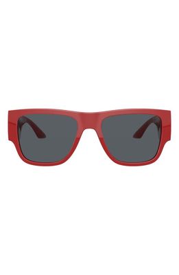 Versace 57mm Rectangular Sunglasses in Red/Dark Grey