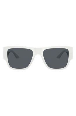 Versace 57mm Rectangular Sunglasses in White/Dark Grey