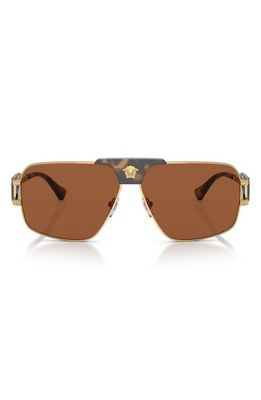 Versace 63mm Oversize Pillow Sunglasses in Dark Brown