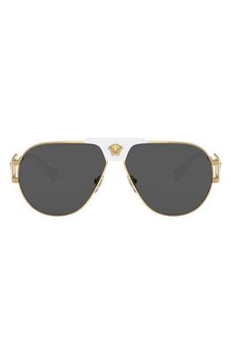 Versace 63mm Oversize Pilot Sunglasses in Dark Grey